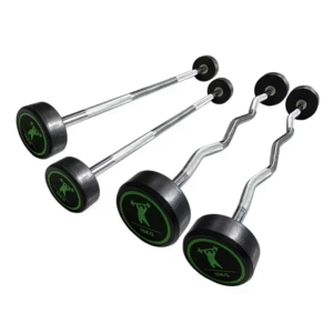 Fixed Gym Dumbbell Steel Bar Straight EZ Curl Rubber Barbell